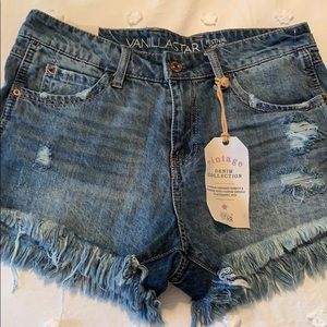 denim frayed shorts